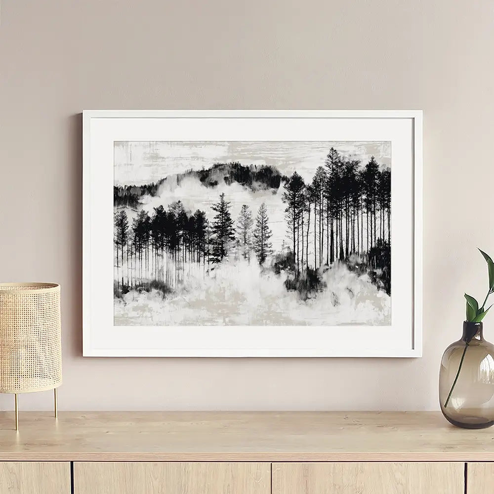Misty Pine Ridge Framed Art Print Misty Pine Ridge Framed Art Print wall art product Chromatic Storm Studio