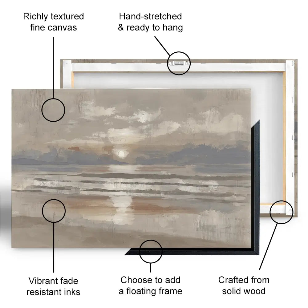 Misty Sunrise Drift Canvas Print Misty Sunrise Drift Canvas Print wall art product Chromatic Storm Studio