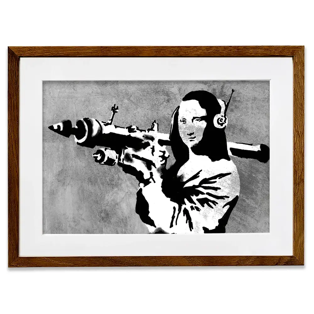 Mona Lisa Rocket Launcher Framed Art Print Mona Lisa Rocket Launcher Framed Art Print wall art product Banksy