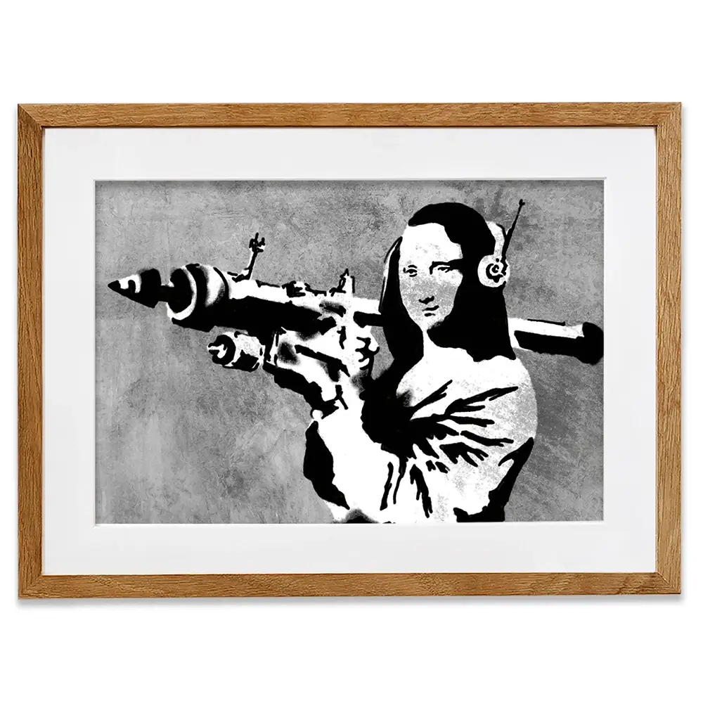Mona Lisa Rocket Launcher Framed Art Print Mona Lisa Rocket Launcher Framed Art Print wall art product Banksy