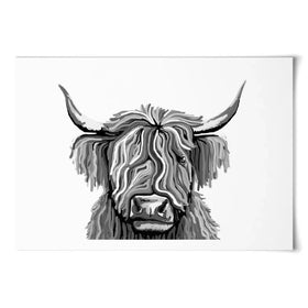 Monochrome Highland Cow Art Print Monochrome Highland Cow Art Print wall art product Independent