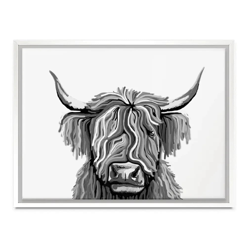 Monochrome Highland Cow Canvas Print Monochrome Highland Cow Canvas Print wall art product Independent