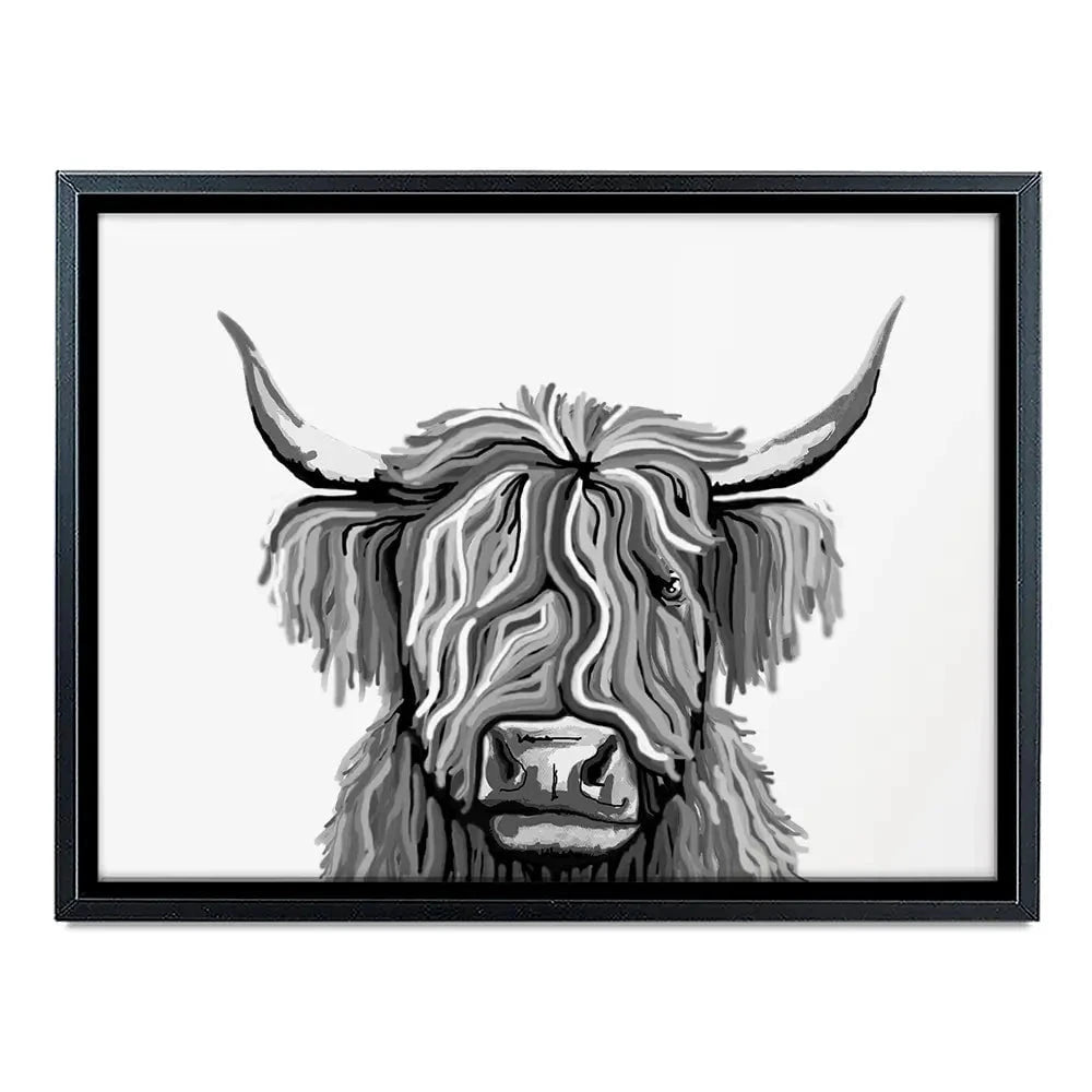 Monochrome Highland Cow Canvas Print Monochrome Highland Cow Canvas Print wall art product Independent