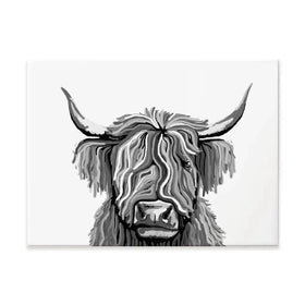 Monochrome Highland Cow Canvas Print Monochrome Highland Cow Canvas Print wall art product Independent
