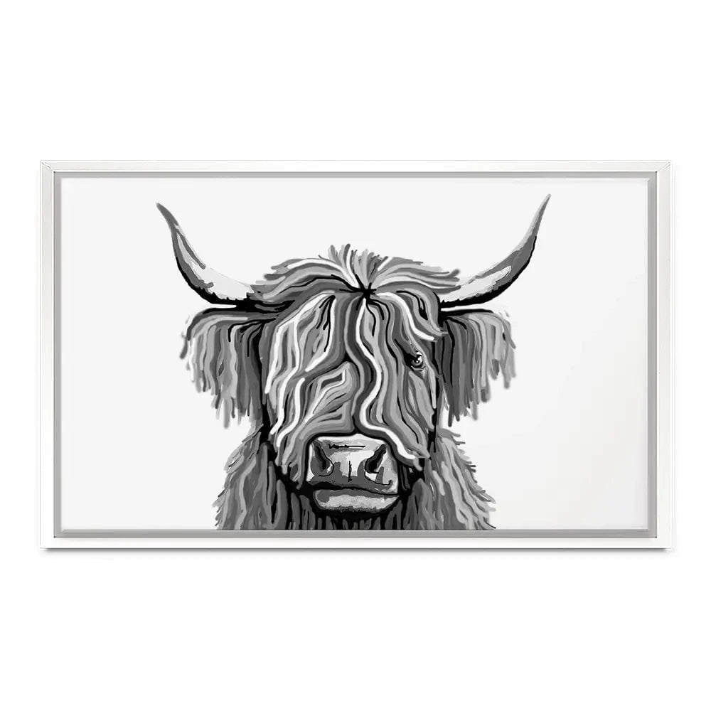 Monochrome Highland Cow Canvas Print Monochrome Highland Cow Canvas Print wall art product Independent