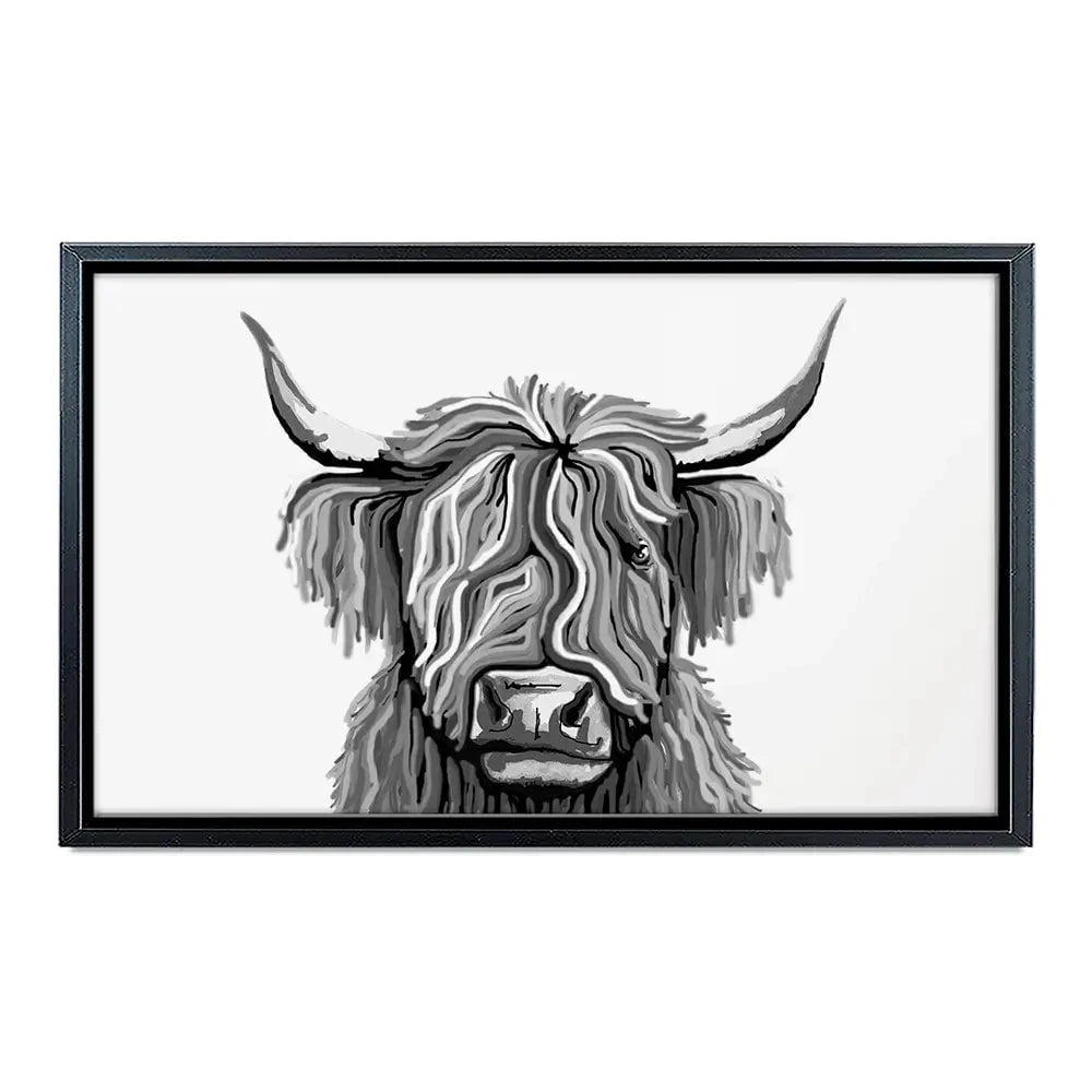 Monochrome Highland Cow Canvas Print Monochrome Highland Cow Canvas Print wall art product Independent