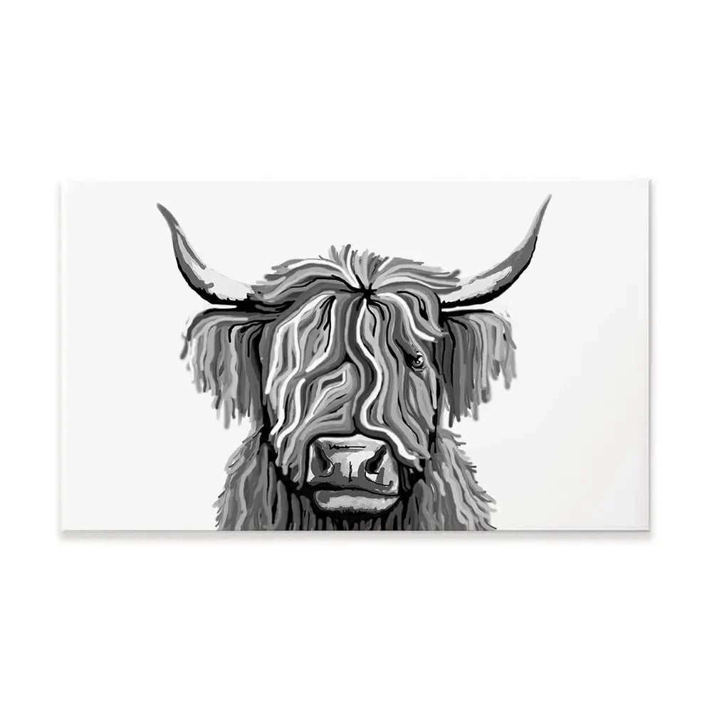 Monochrome Highland Cow Canvas Print Monochrome Highland Cow Canvas Print wall art product Independent