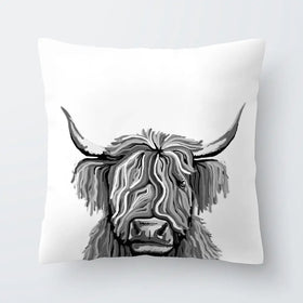 Monochrome Highland Cow Cushion Monochrome Highland Cow Cushion wall art product Independent