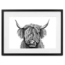 Monochrome Highland Cow Framed Art Print Monochrome Highland Cow Framed Art Print wall art product Independent