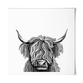 Monochrome Highland Cow Square Art Print Monochrome Highland Cow Square Art Print wall art product Independent