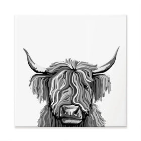 Monochrome Highland Cow Square Canvas Print Monochrome Highland Cow Square Canvas Print wall art product Independent