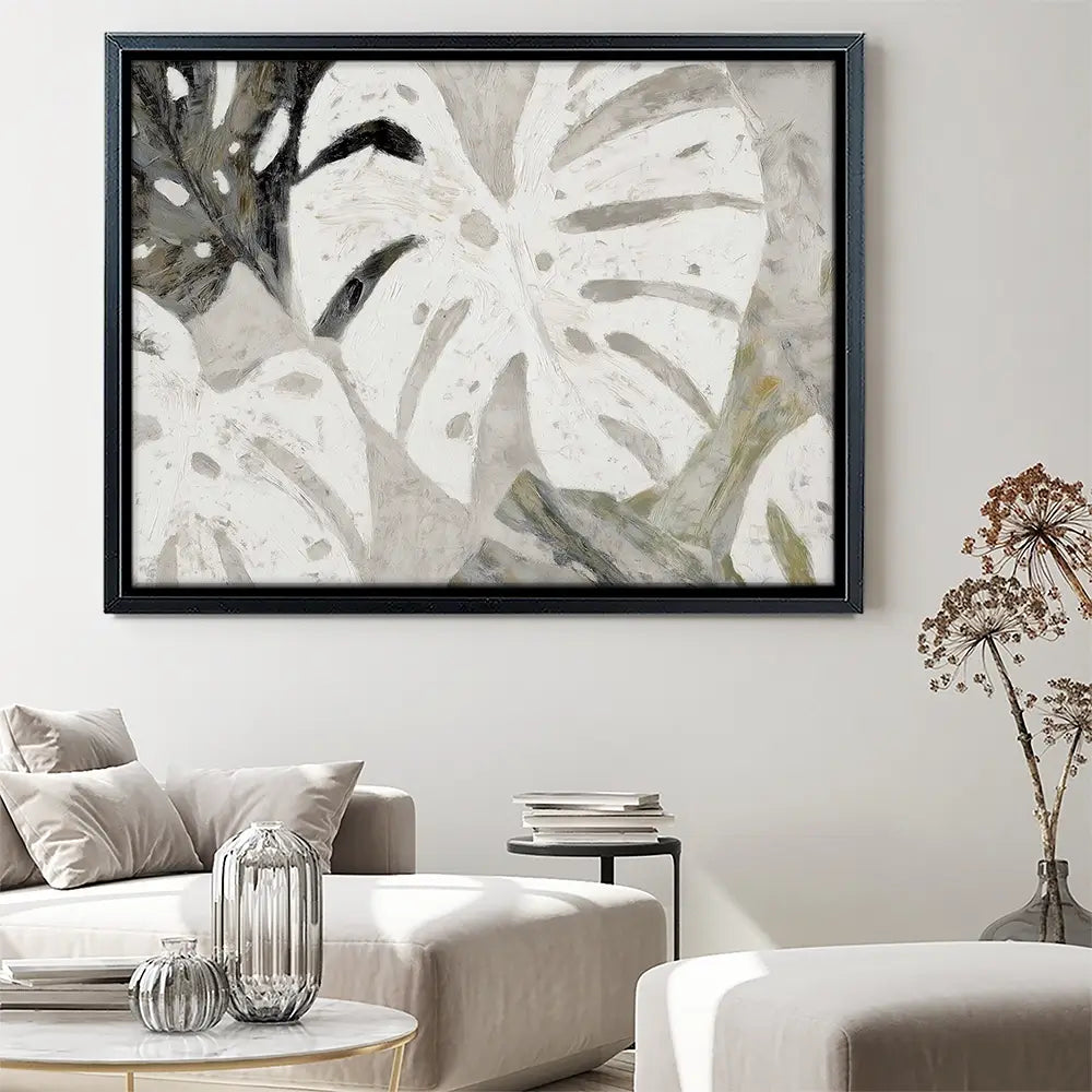 Monstera Fronds Quiet Canvas Print Monstera Fronds Quiet Canvas Print wall art product Chromatic Storm Studio