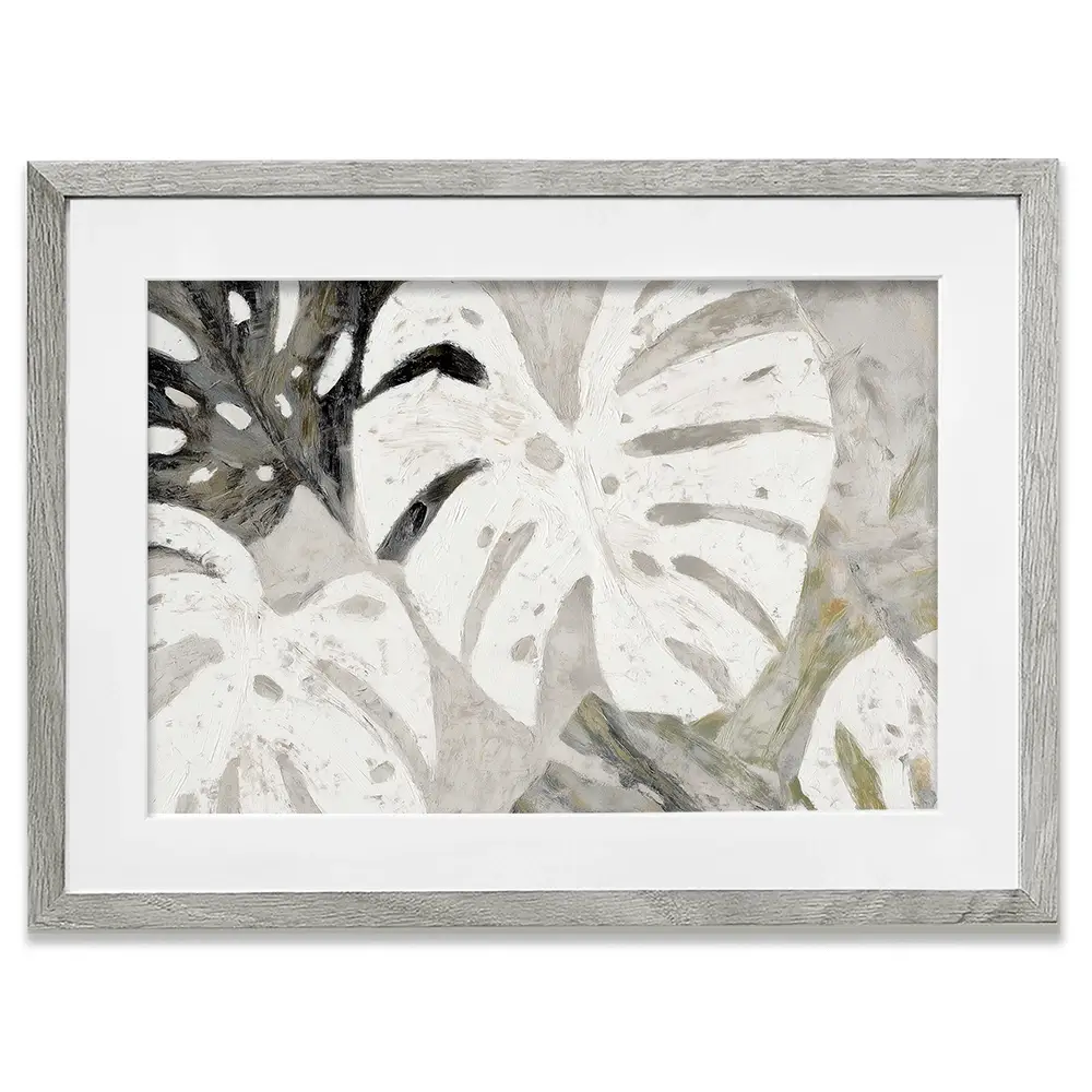 Monstera Fronds Quiet Framed Art Print Monstera Fronds Quiet Framed Art Print wall art product Chromatic Storm Studio