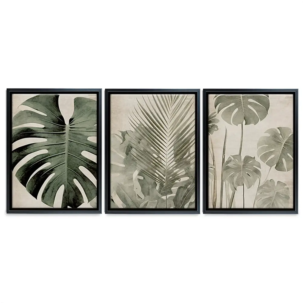 Monstera Madness Trio Canvas Print Monstera Madness Trio Canvas Print wall art product Art Print Shop