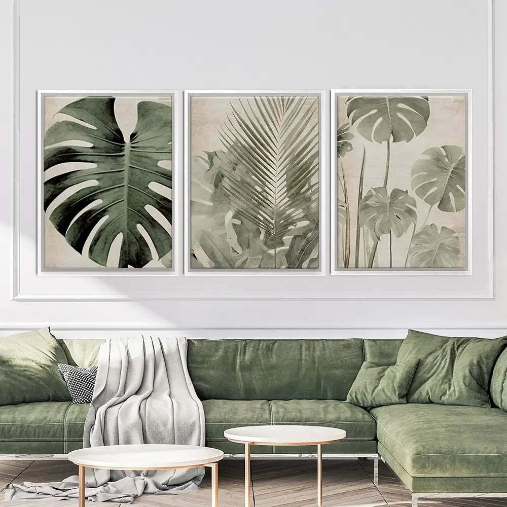 Monstera Madness Trio Canvas Print Monstera Madness Trio Canvas Print wall art product Art Print Shop