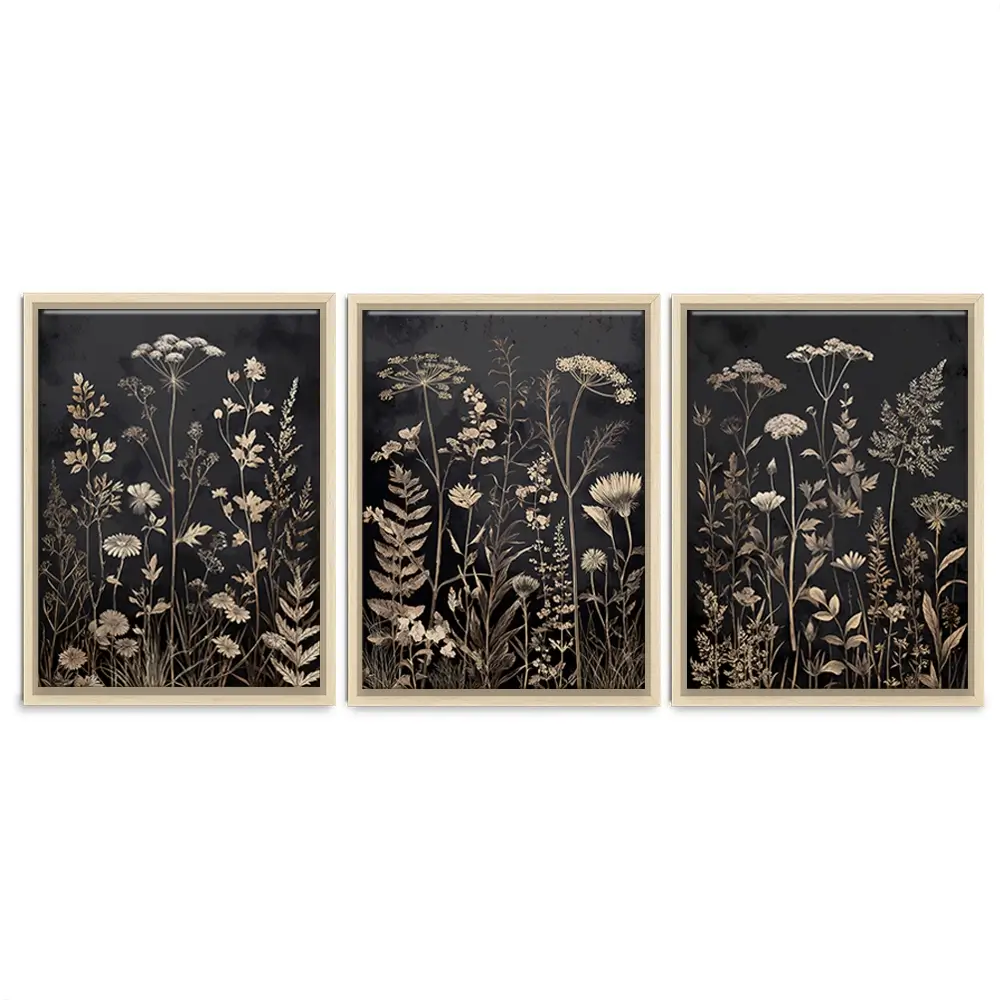 Moody Botanical Trio Canvas Print Moody Botanical Trio Canvas Print wall art product IAmHomeStudio