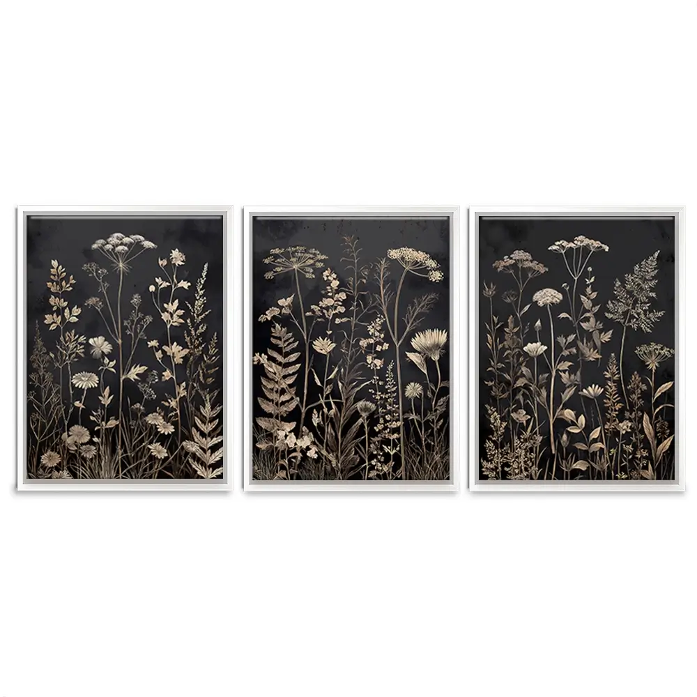 Moody Botanical Trio Canvas Print Moody Botanical Trio Canvas Print wall art product IAmHomeStudio
