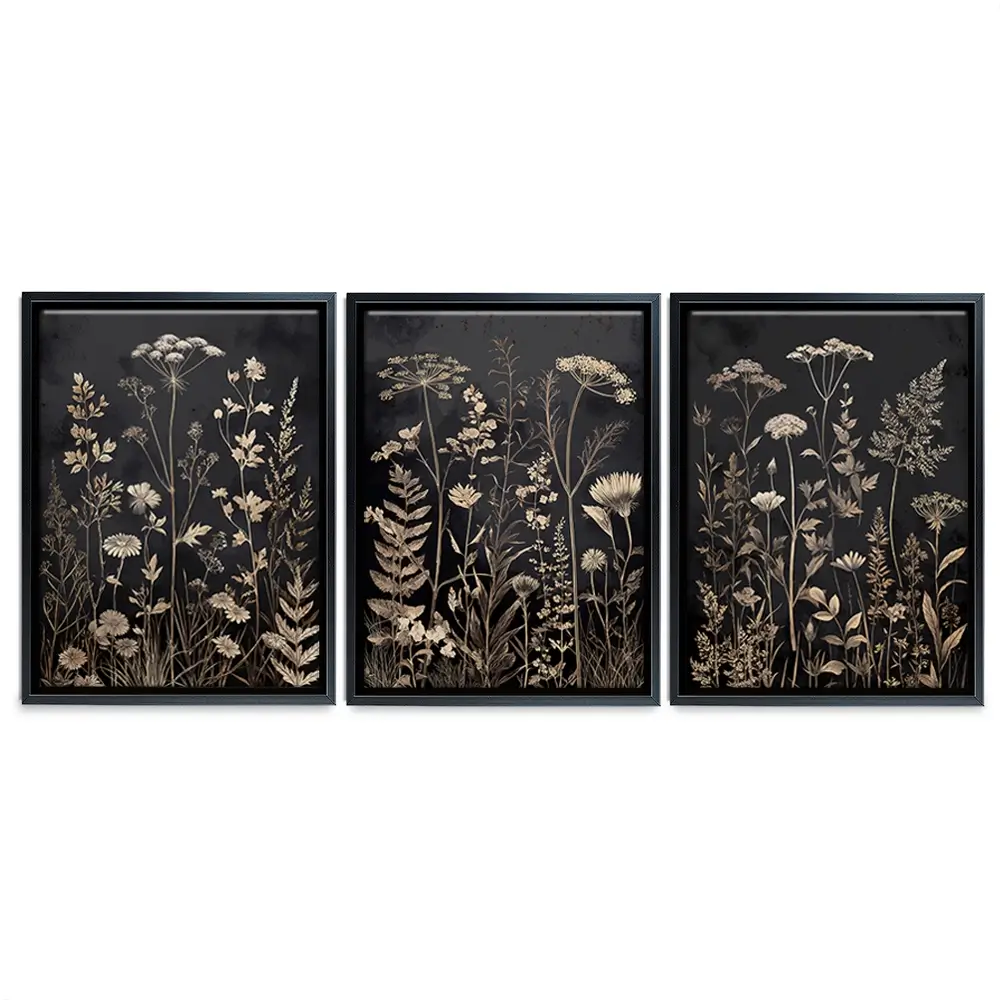 Moody Botanical Trio Canvas Print Moody Botanical Trio Canvas Print wall art product IAmHomeStudio