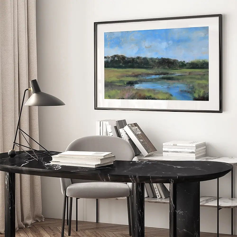 Moon River At The Golden Hour Framed Art Print Moon River At The Golden Hour Framed Art Print wall art product Tiffani Taylor - Independent