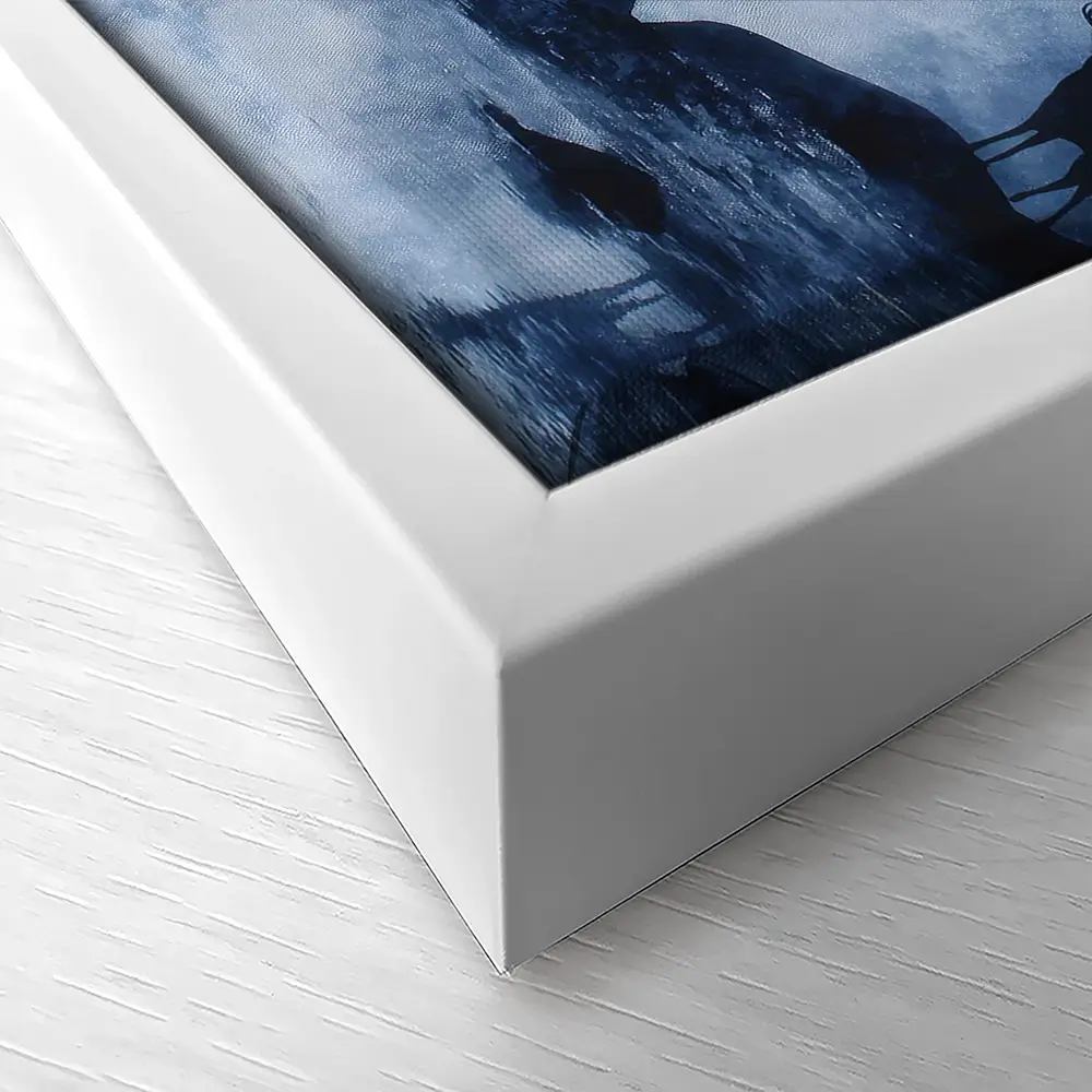 Moonlit Forest River With Deer Silhouettes Canvas Print Moonlit Forest River With Deer Silhouettes Canvas Print wall art product Chromatic Storm Studio