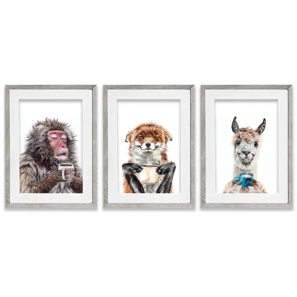 Morning Animals Framed Art Print Trio Morning Animals Framed Art Print Trio wall art product Holly Simental - Independent