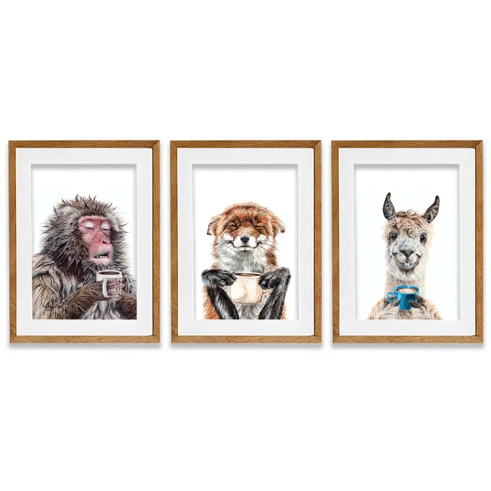 Morning Animals Framed Art Print Trio Morning Animals Framed Art Print Trio wall art product Holly Simental - Independent