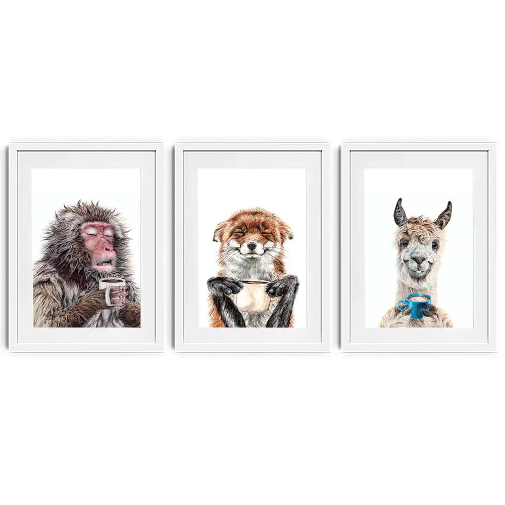 Morning Animals Framed Art Print Trio Morning Animals Framed Art Print Trio wall art product Holly Simental - Independent