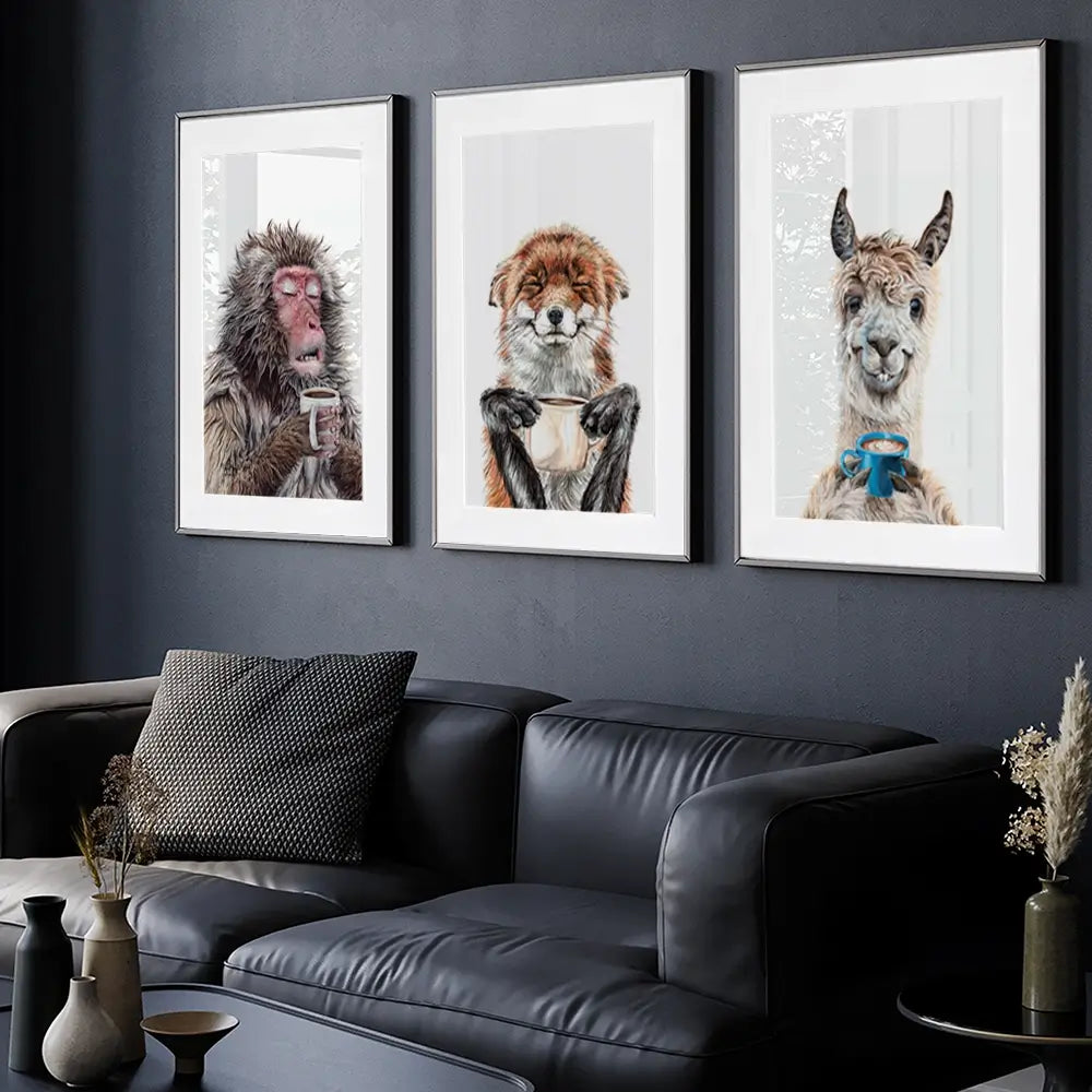 Morning Animals Framed Art Print Trio Morning Animals Framed Art Print Trio wall art product Holly Simental - Independent