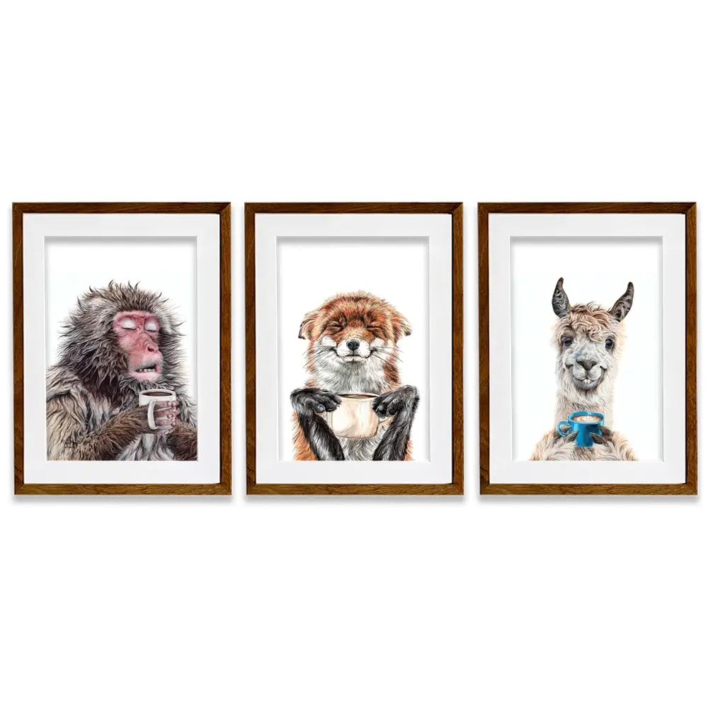 Morning Animals Framed Art Print Trio Morning Animals Framed Art Print Trio wall art product Holly Simental - Independent