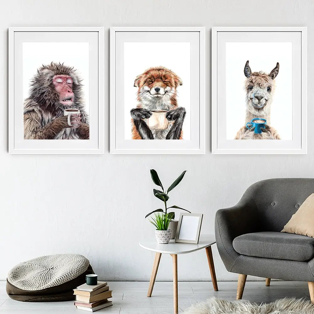Morning Animals Framed Art Print Trio Morning Animals Framed Art Print Trio wall art product Holly Simental - Independent