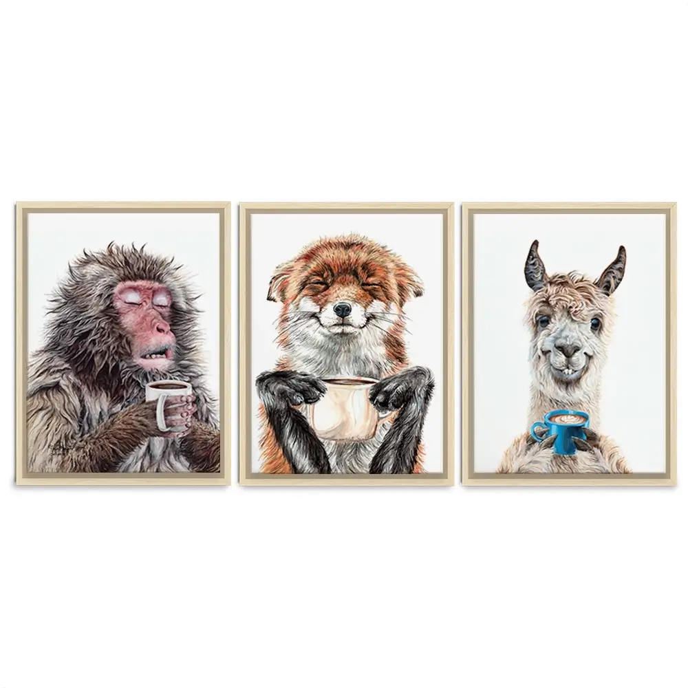 Morning Animals Trio Canvas Print Morning Animals Trio Canvas Print wall art product Holly Simental - Independent
