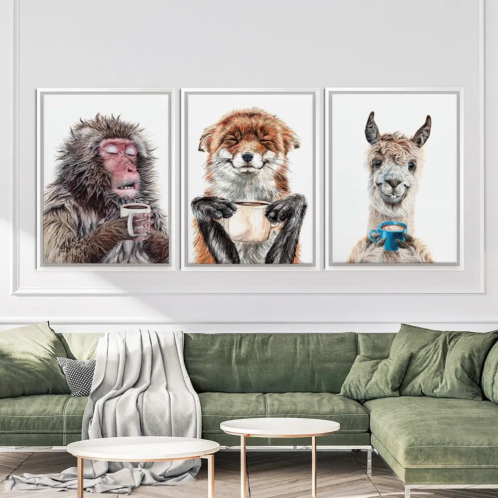 Morning Animals Trio Canvas Print Morning Animals Trio Canvas Print wall art product Holly Simental - Independent