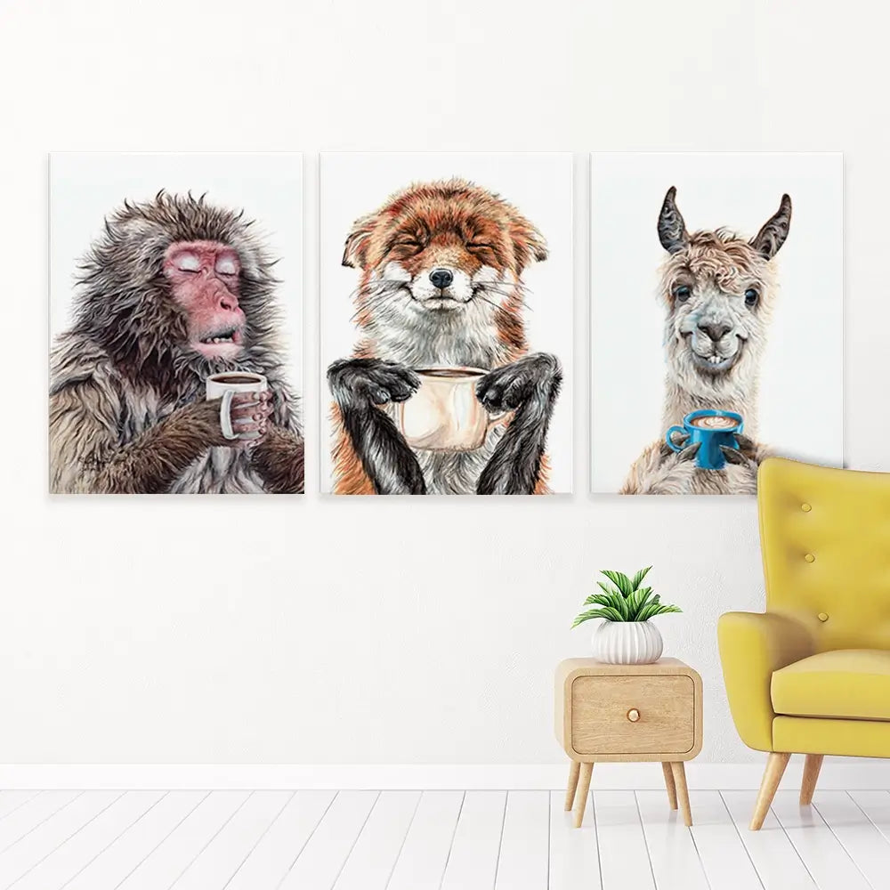Morning Animals Trio Canvas Print Morning Animals Trio Canvas Print wall art product Holly Simental - Independent