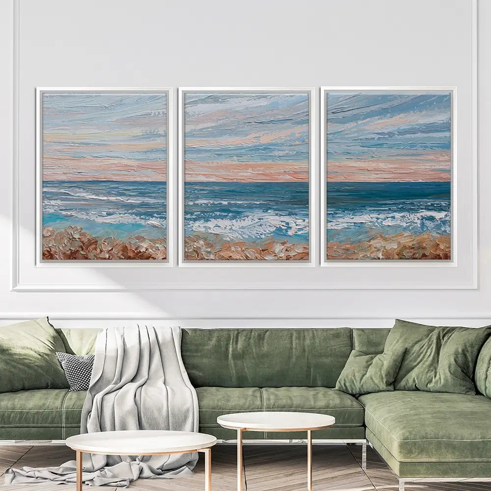 Morning Beach Trio Canvas Print Morning Beach Trio Canvas Print wall art product Olga Tkachyk