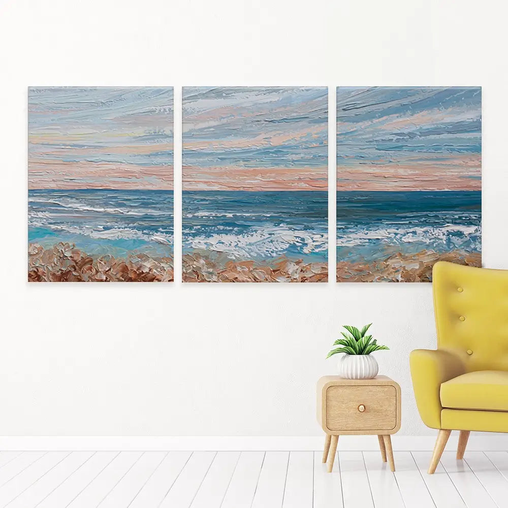 Morning Beach Trio Canvas Print Morning Beach Trio Canvas Print wall art product Olga Tkachyk