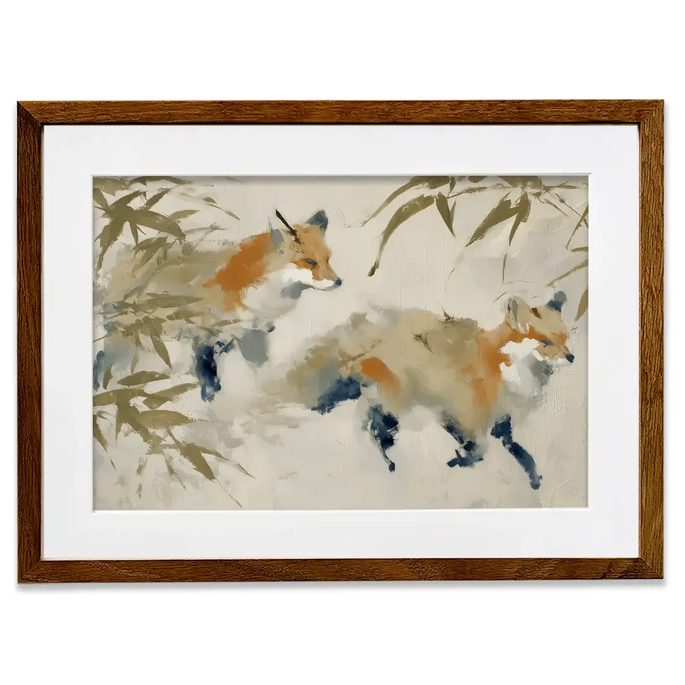 Mother Fox Bamboo Framed Art Print Mother Fox Bamboo Framed Art Print wall art product Chromatic Storm Studio