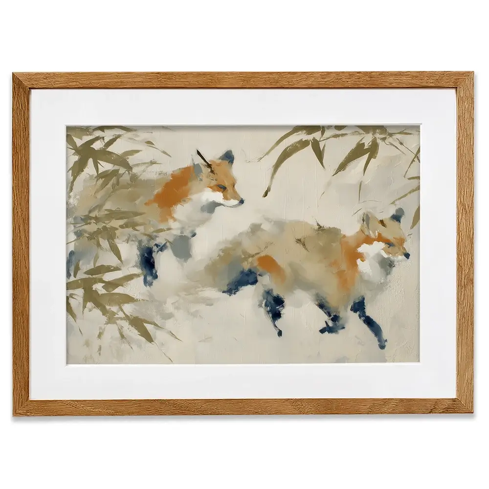 Mother Fox Bamboo Framed Art Print Mother Fox Bamboo Framed Art Print wall art product Chromatic Storm Studio