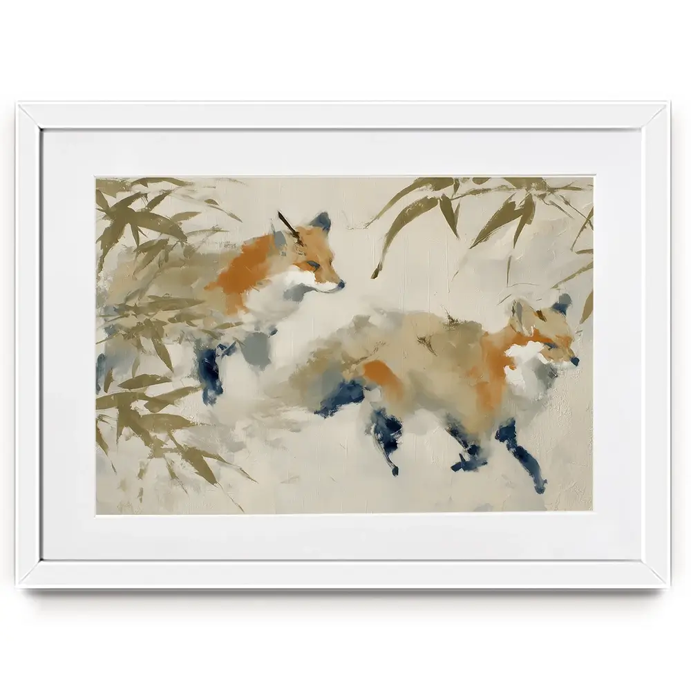 Mother Fox Bamboo Framed Art Print Mother Fox Bamboo Framed Art Print wall art product Chromatic Storm Studio