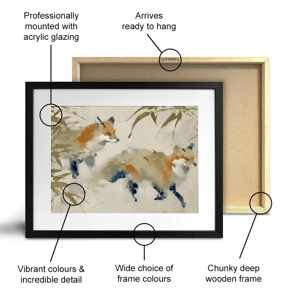Mother Fox Bamboo Framed Art Print Mother Fox Bamboo Framed Art Print wall art product Chromatic Storm Studio