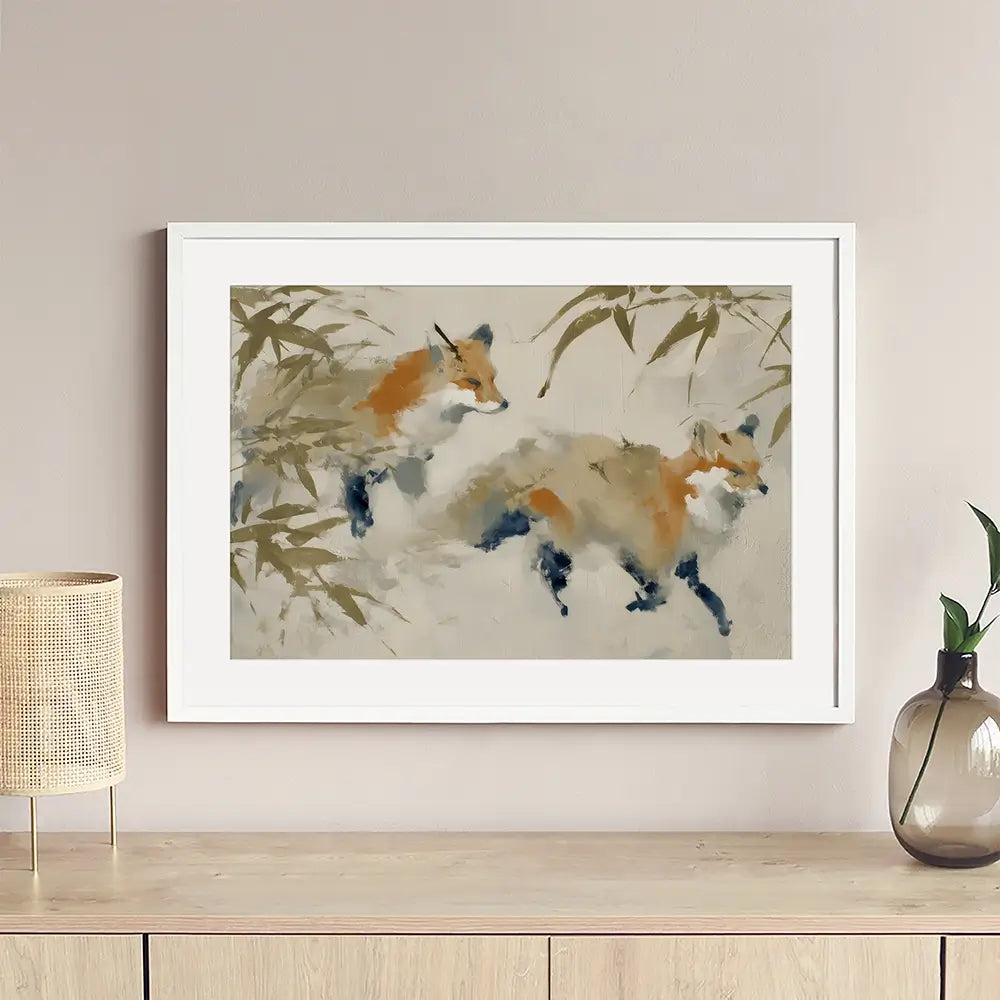 Mother Fox Bamboo Framed Art Print Mother Fox Bamboo Framed Art Print wall art product Chromatic Storm Studio