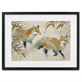Mother Fox Bamboo Framed Art Print Mother Fox Bamboo Framed Art Print wall art product Chromatic Storm Studio