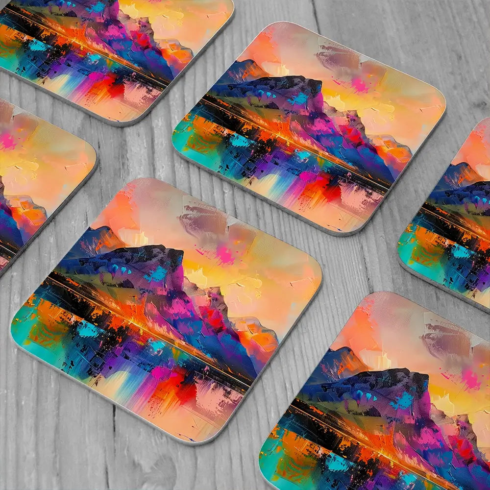 Mountain Abstract Coaster Set Mountain Abstract Coaster Set wall art product Art Print Shop