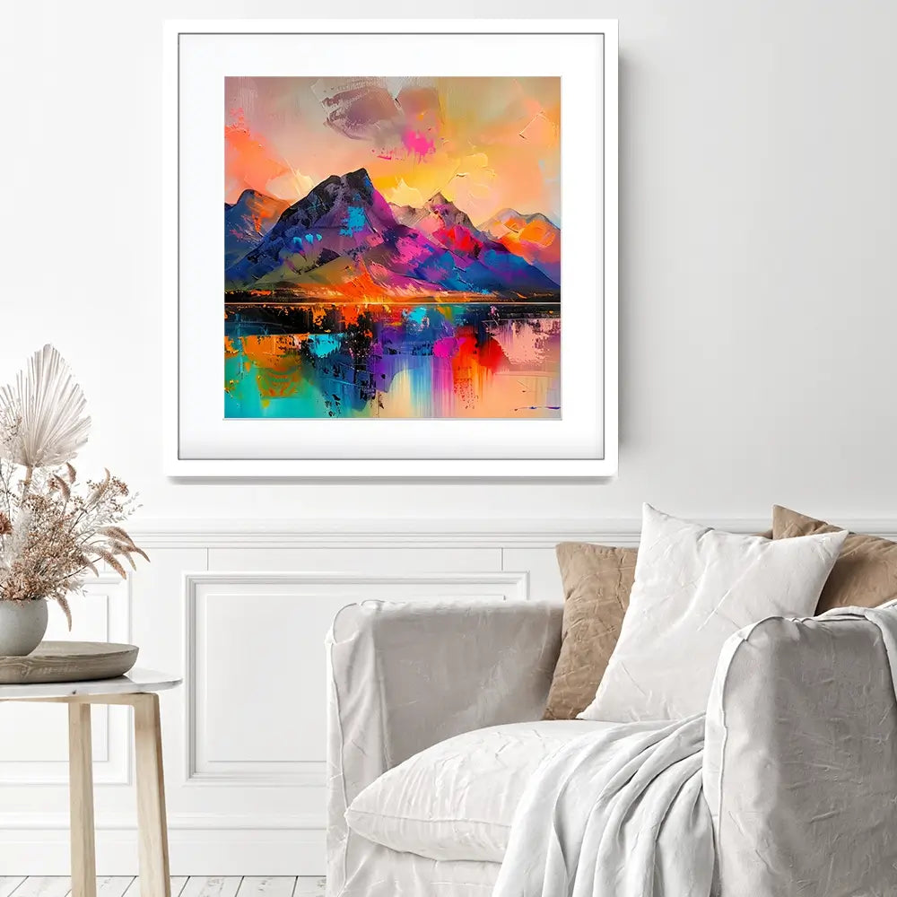 Mountain Abstract Square Framed Art Print Mountain Abstract Square Framed Art Print wall art product Art Print Shop