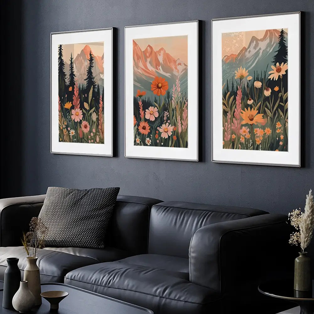 Mountain Florals Framed Art Print Trio Mountain Florals Framed Art Print Trio wall art product IAmHomeStudio