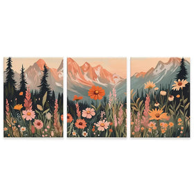 Mountain Florals Trio Canvas Print Mountain Florals Trio Canvas Print wall art product IAmHomeStudio