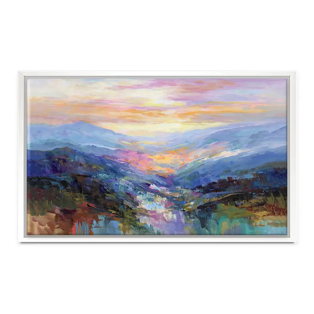 Mountains In A Serene Valley Canvas Print Mountains In A Serene Valley Canvas Print wall art product Leon Devenice