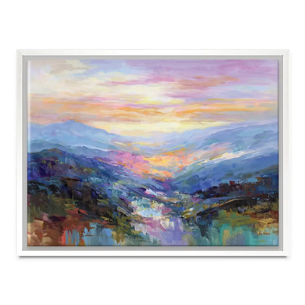 Mountains In A Serene Valley Canvas Print Mountains In A Serene Valley Canvas Print wall art product Leon Devenice