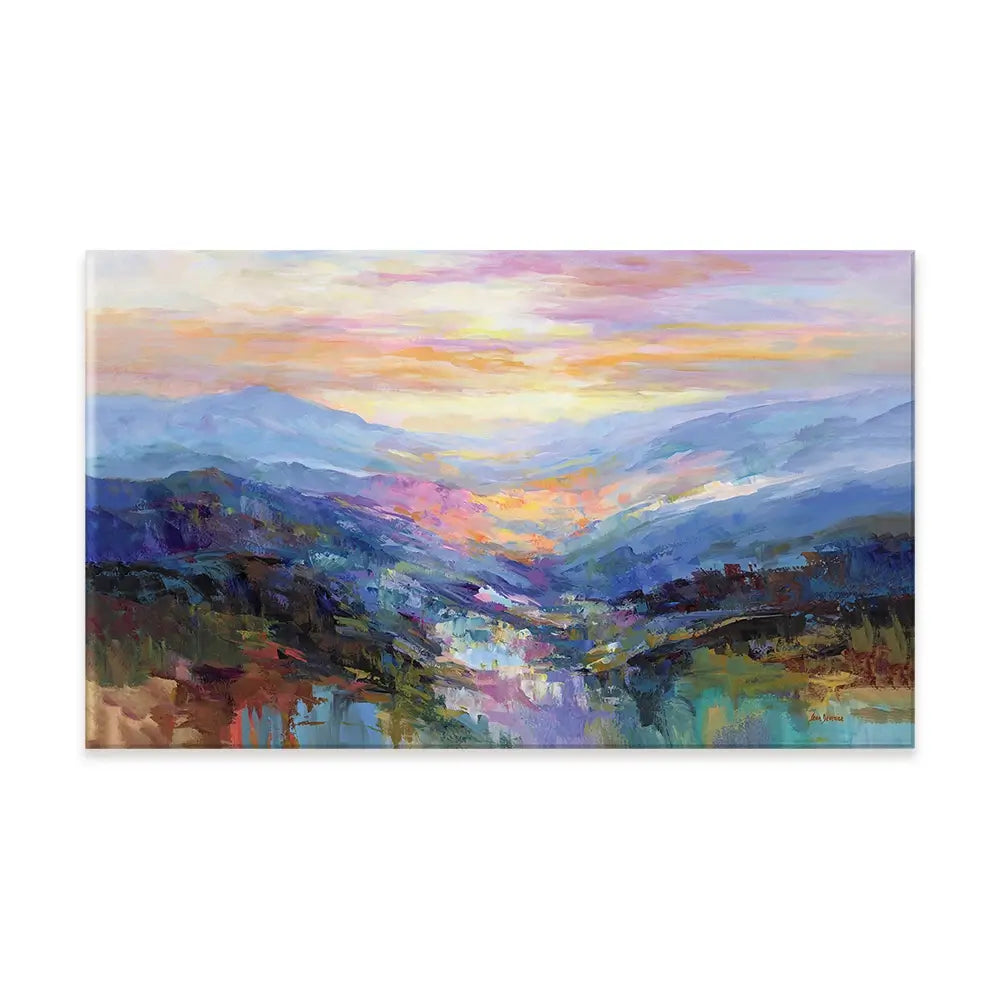Mountains In A Serene Valley Canvas Print Mountains In A Serene Valley Canvas Print wall art product Leon Devenice