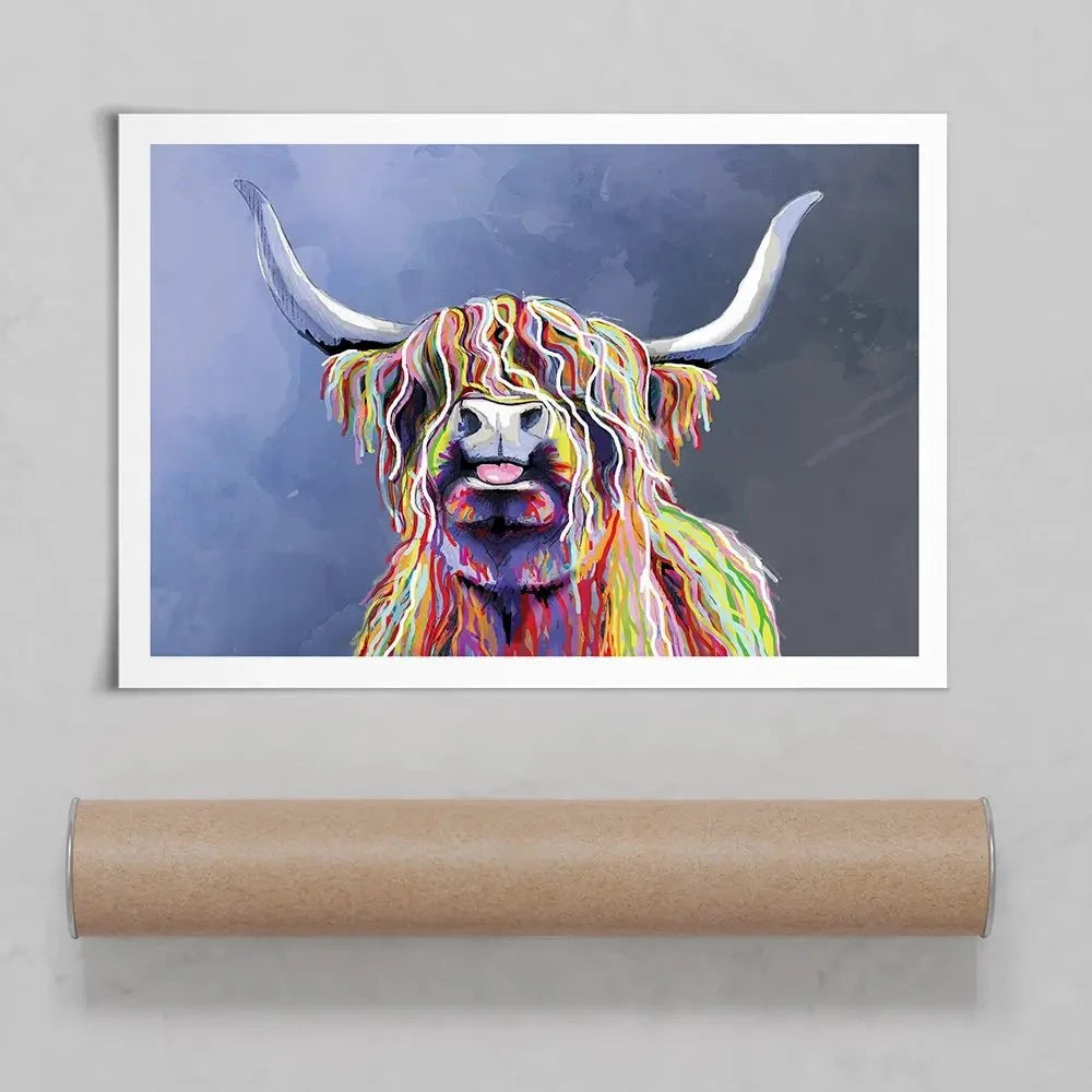 Multicolour Highland Cow Art Print Multicolour Highland Cow Art Print | Multicolour Highland Cow Artwork wall art product Independent
