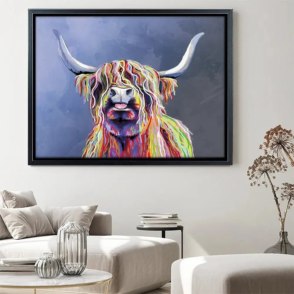 Multicolour Highland Cow Canvas Print Multicolour Highland Cow Canvas Print | Multicolour Highland Cow Art wall art product Independent